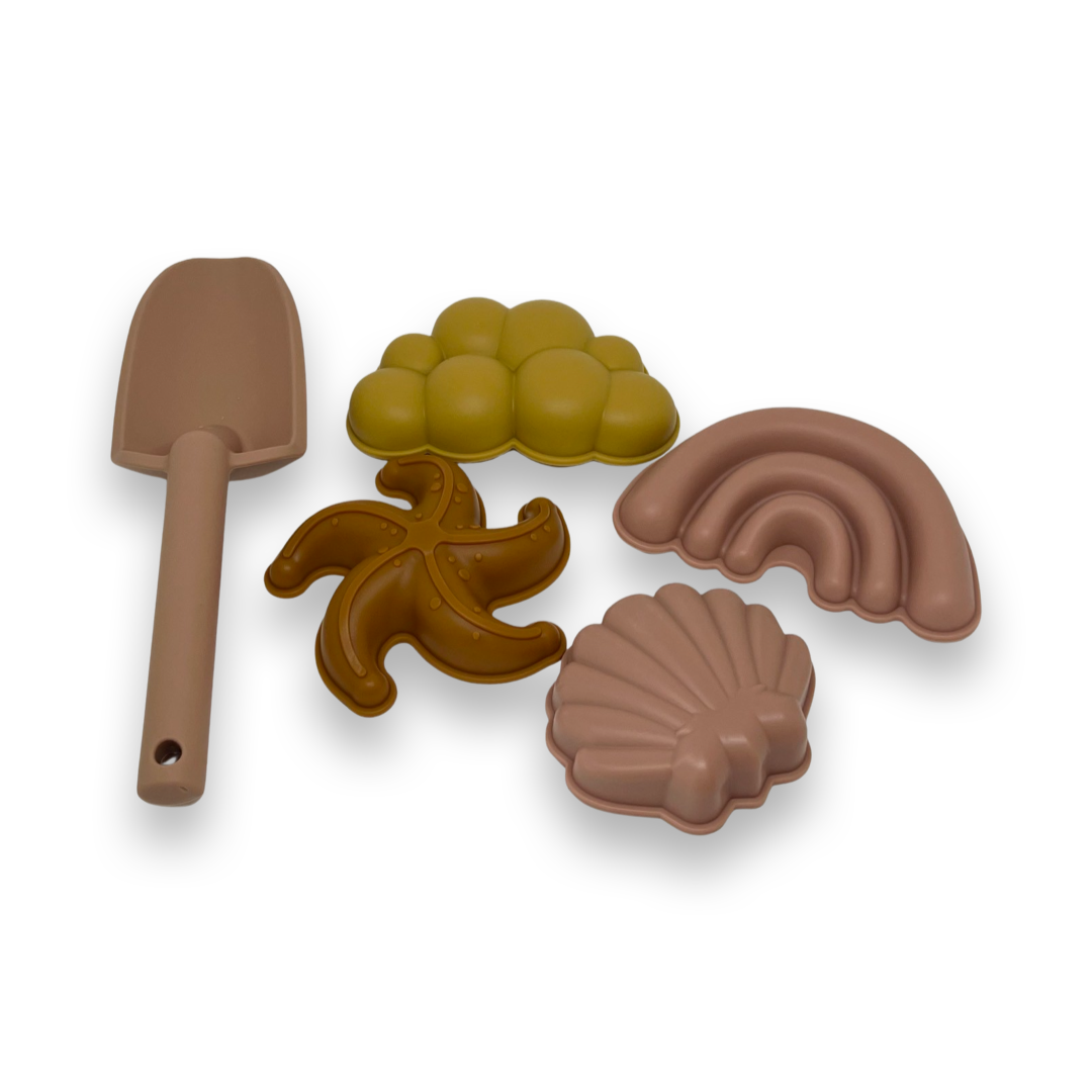 Beach bucket with sand molds