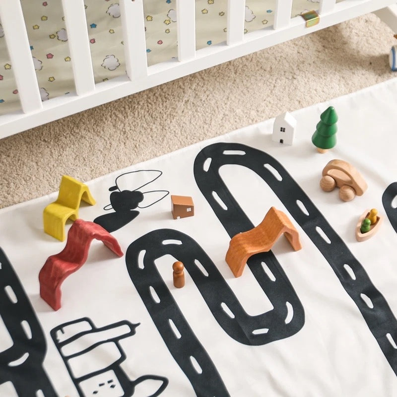 Play mat with building blocks